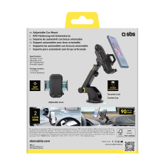 Car holder for telescopic smartphone with suction cup - black