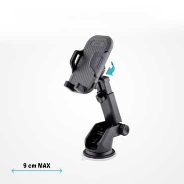 Suporte de carro para smartphone telescópico com ventosa - preto