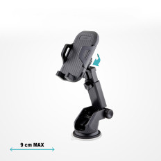 Car holder for telescopic smartphone with suction cup - black