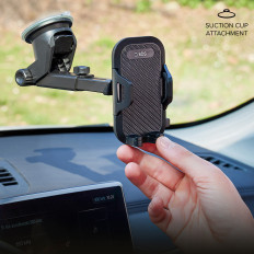 Suporte de carro para smartphone telescópico com ventosa - preto