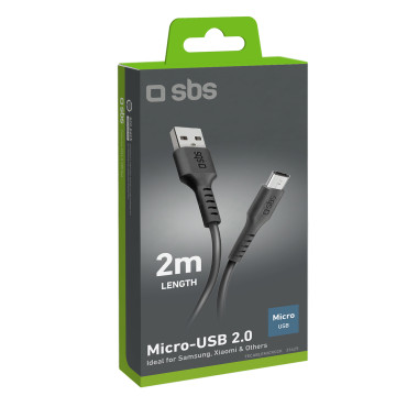 Kabeļu USB-Kabelis - Micro-USB 2m - melns