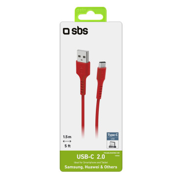 Kabel USB-en kabel - USB-C 1.5m - rød
