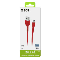 Kabel USB-en kabel - USB-C 1.5m - rød