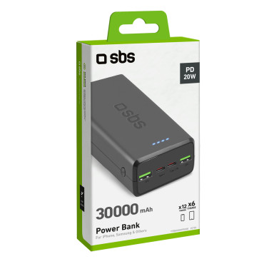 PowerBank 30000 MAH USB-C USB-A - čierna