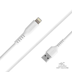 Kabeļu USB-a kabelis - iPhone zibens - balts