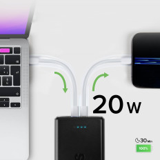Powerbank 30000 mAh USB-C USB-A - černá