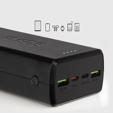 PowerBank 30000 mAh USB-C USB-A - Melns