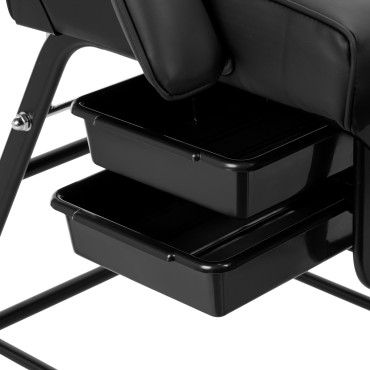 Cosmetic chair 557A with cuvettes black — close-up of the drawer