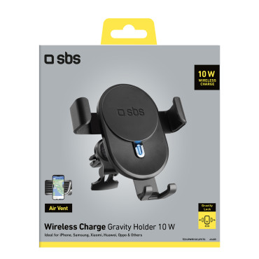 Punho de carro no smartphone com carregador de indução 10W - preto