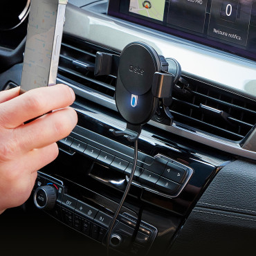 Rukoväť automobilov na smartfóne s 10W indukčným nakladačom - čierny