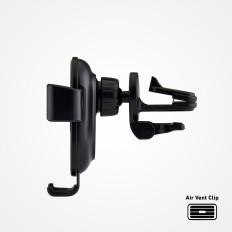 Punho de carro no smartphone com carregador de indução 10W - preto