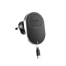 Mango de teléfono inteligente con un cargador inalámbrico con un cable MAGSAFE - Negro