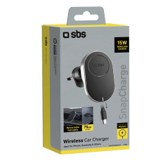 Punho de smartphone com um carregador sem fio com um cabo Magsafe - preto