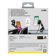 Handle on a telescopic smartphone with a magsafe wireless charger on a glass and a board - black