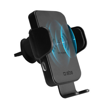 Porte-voiture sur un smartphone avec une chargeur sans fil avec un air à damier - Noir