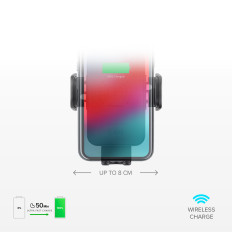 Držák auta na smartphonu s bezdrátovým nakladačem s kostkovaným vzduchem - černá