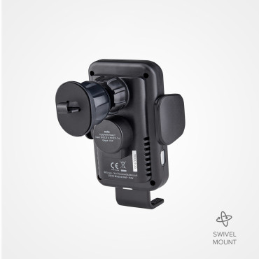Suporte de carro em um smartphone com um carregador sem fio com um ar quadriculado - preto