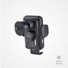 Suporte de carro em um smartphone com um carregador sem fio com um ar quadriculado - preto