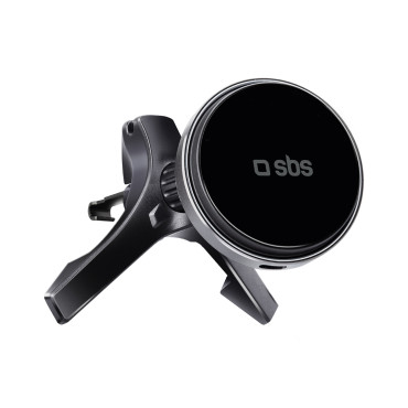 Punho de smartphone com um carregador sem fio quadriculado - preto