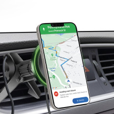 Smartphone handtag med en rutig trådlös laddare - svart