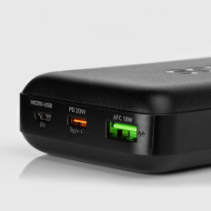Powerbank 20000 MAH PD USB-C USB-A Micro-USB 20W - Schwarz