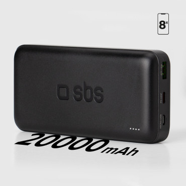 Powerbank 20000 MAH PD USB-C USB-A micro-USB 20W - Noir