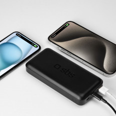 PowerBank 20000 mAh PD USB-C USB-A MICRO-USB 20W - melns