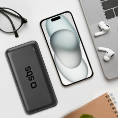 PowerBank 20000 mAh PD USB-C USB-A MICRO-USB 20W - melns