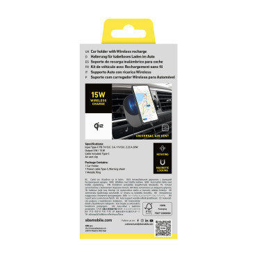 Titular do carro com carregador sem fio Magsafe - Preto