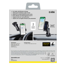 Car holder with 15W wireless charger - black