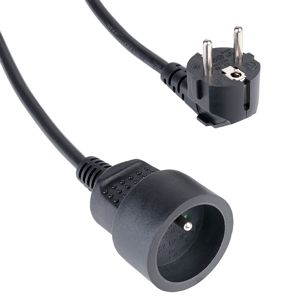Extensão elétrica com aterramento 1 2m soquete - preto