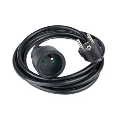 Electric extension with earthing 1 2m socket - black