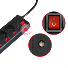 Tira antideslizante con interruptores 6 enchufes 1.4m - negro