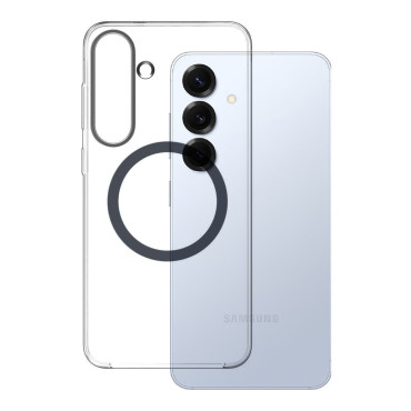 Siliconencase Samsung Clear Magnet Case met magnetische ring voor Samsung Galaxy S25 - Transparant