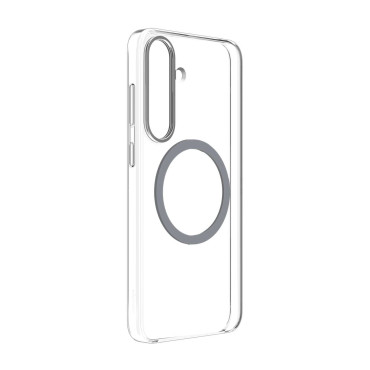 Siliconencase Samsung Clear Magnet Case met magnetische ring voor Samsung Galaxy S25 - Transparant