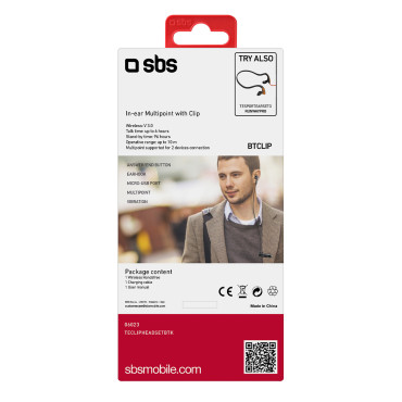 Bezdrôtové slúchadlo s Bluetooth Clip - Black