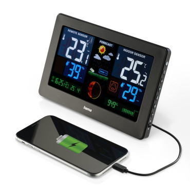 Weather station Hama Premium com uma tela USB de cor - preto