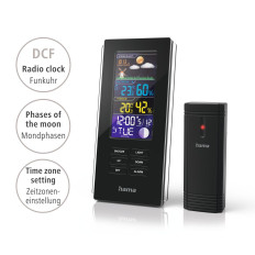 Stanica Hama Color Edge Teplomer Hygrometer Radio Budík môže - čierny