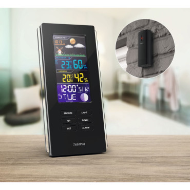 Værvarsel Hama Fargekant termometer Hygrometer Radio Alarm Clocks May - Black