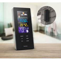 Weather station Hama Color Edge Thermometer Hygrometer Radio Alarm clocks MAY MAY - black