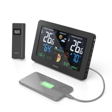 Weather station Hama Premium com uma tela USB de cor - preto