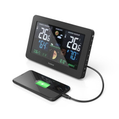 Weerstation Hama Premium met een kleur USB-display - zwart