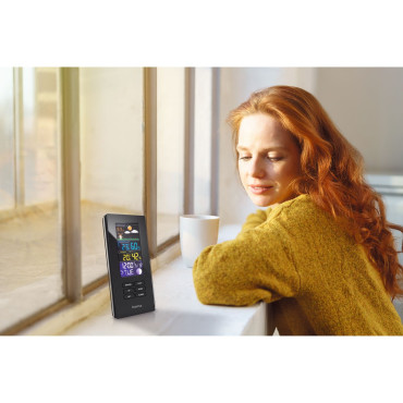 Værvarsel Hama Fargekant termometer Hygrometer Radio Alarm Clocks May - Black