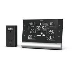 Väderstation svart linje plus hygrometer termometer - svart