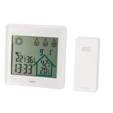 Väderstation Hama Åtgärd Hygrometer Termometer Klockdatum - Vit