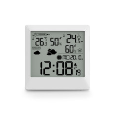 Værvarsel Hama Palawan Termometer Hygrometer Klokke Vekkerklokke - Hvit