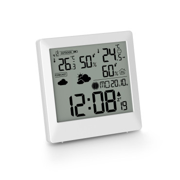 Værvarsel Hama Palawan Termometer Hygrometer Klokke Vekkerklokke - Hvit