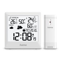 Værvarsel Hama Palawan Termometer Hygrometer Klokke Vekkerklokke - Hvit