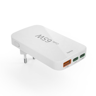 Carregador de dobramento USB-C USB-A 65W - Gan branco