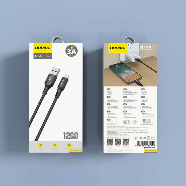 Kábel USB-A Kábel - iPhone Lightning v 3A 30W ... 1.2m - čierna